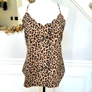 New! J. Crew 4 6 8 Scalloped Camisole Racerback Tank Top Leopard Animal NWT